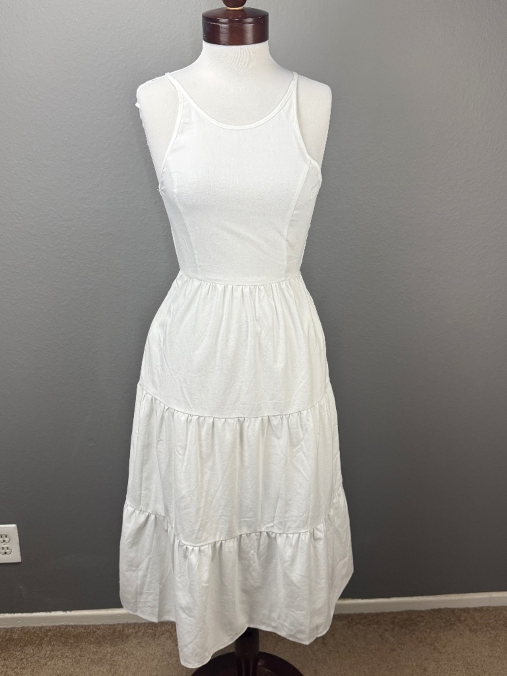 Petal & Pup Karine White Dress Sz 2 Cutout Back Tiered Cotton Boho Cottagecore